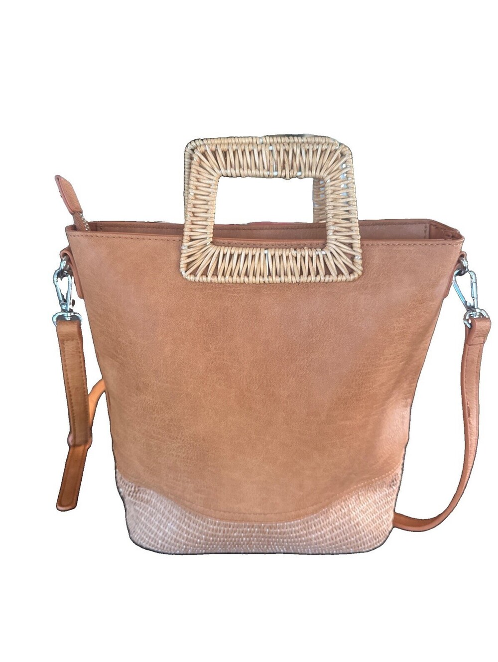 Anthropologie Newport Tote Bag Faux Leather Medium Size 11.5” X 10”
